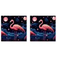 OWNSERIES Starry Sky Flamingo Pattern 2PC Canvas Wall Art Paintings for
