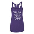 thumbnail image 2 of Wild Bobby This Girl Runs On Coffee And Jesus Inspirational/Christian Women Tri-Blend Racerback Tank Top, Purple Rush, Medium, 2 of 5