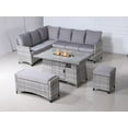 thumbnail image 3 of Abrihome New 5-Piece Wicker Outdoor Conversational Sofa Set with Fire Pit Table and Ottoman ,Gray, 3 of 8