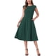 thumbnail image 1 of INSPIRE CHIC Vestido de Trabajo para Mujeres con Mangas Cortas, Elegante, Cintura Ceñida, Vestidos en A Línea, Color Gris Verde, 1 of 6