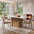 thumbnail image 3 of Tribesigns 55" Rectangular Dining Table for 4 to 6 People, Farmhouse Kitchen Table for Dining Room & Living Room (White+Natural), 3 of 7