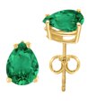 thumbnail image 4 of AoneJewelryPear Emerald Earrings for Women in 14k Yellow Gold ( 7x5 mm ) Prong-Setting, 4 of 4