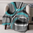 thumbnail image 3 of Throw Blanket for Couch Turquoise Grey Soft Fleece Flannel Blankets Cozy Lightweight Blanket for Home Sofa Living Room Modern Geometric Circle Bed Throws 50" x 60", 3 of 9