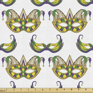 Timeless Treasures| New Orleans Themed Fabric | Mardi Gras Fabric | Multi  Mardi | OrangePurl Designs