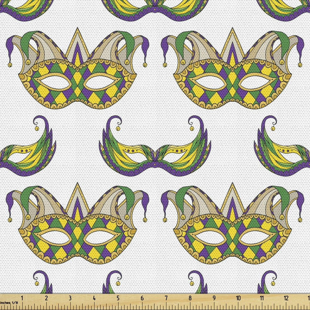Mardi Gras Fabric by the Yard, Pattern withs Traditional Carnival
