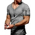 thumbnail image 1 of UKAP Men Blouse Short Sleeve Summer Tops Solid Color T Shirts Fashion Work Basic Tee Dark Gray 3XL, 1 of 2