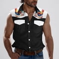 thumbnail image 4 of Camisas de Cuello para los Hombres de Moda Casual Imprimir Turndown Cuello sin Mangas Bolsillos Deportivos Tanque, Ligero Top de Verano, 4 of 5