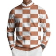 thumbnail image 3 of Men's Round Neck Long Sleeve Ribbed Knit Plaid Pullover, Sweater for Fall Winter, Casual Style and Holiday Gatherings,Watermelon Red,2XL, 3 of 7