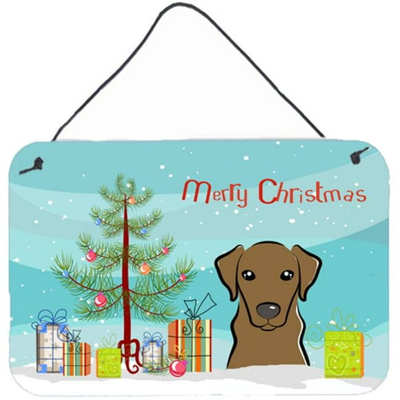 Carolines Treasures BB1606DS812 Christmas Tree & Chocolate Labrador Wall or Door Hanging Prints
