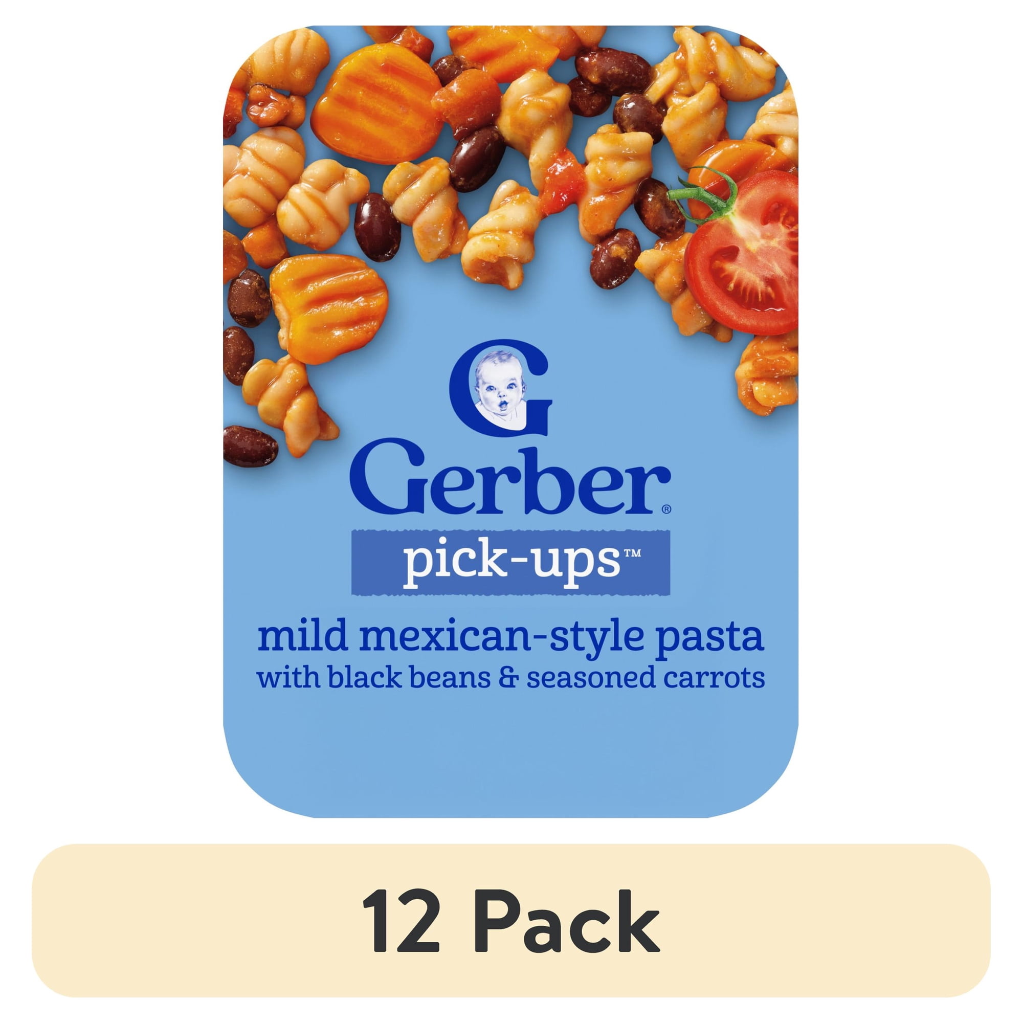 (12 pack) Gerber Stage 3 Baby Food, Mexican-Style Pasta, Pick-Ups, Baby Led Feeding 5.8 oz