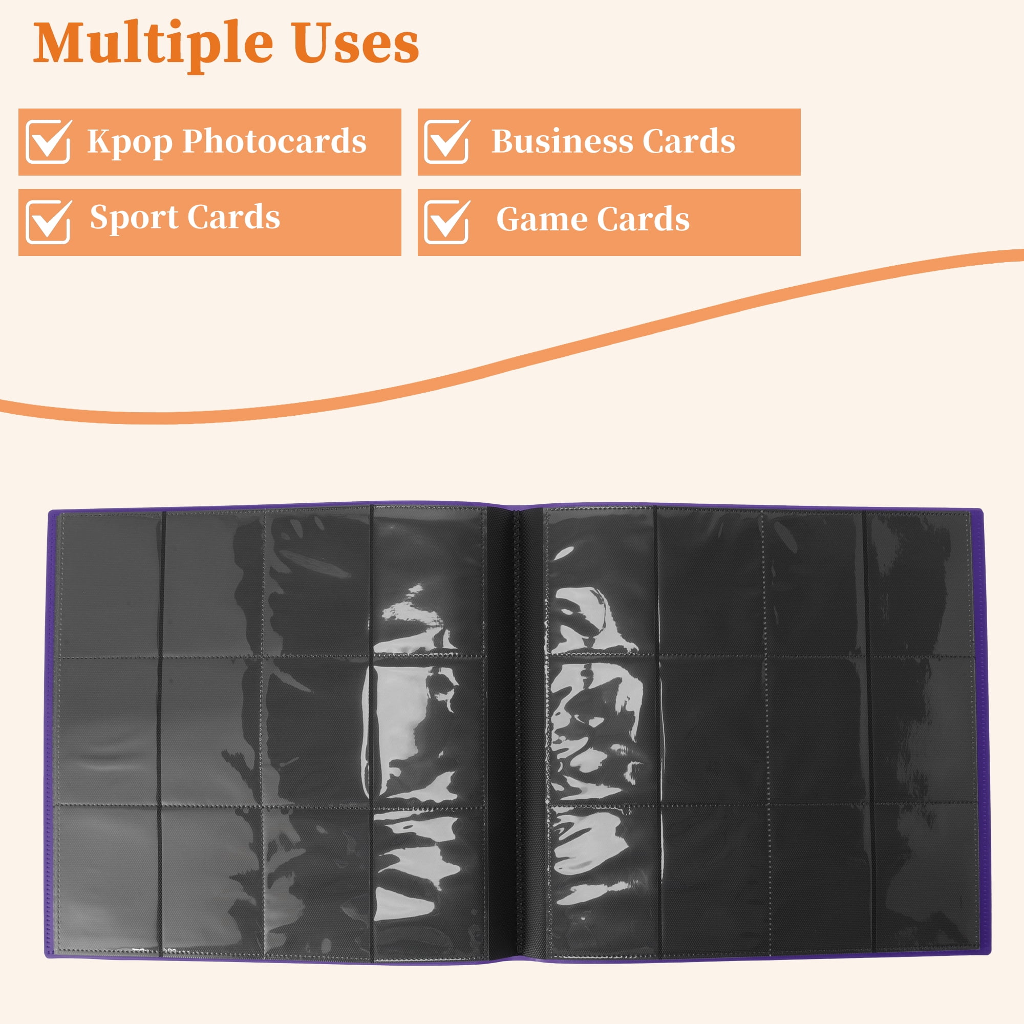 Unique Bargains Card Binder with 12 Pockets and 20 Pages for 480 Card Capacity ["Purple"]