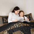 thumbnail image 4 of Catabedysis Personalized Letter Gifts Full Size Comforter Sets For Girls,Fashion Leopard Alphabet M Bedding Comforter Set,Black Reversible,3pcs,1 Comforter and 2 Pillowcases, 4 of 7
