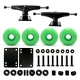 thumbnail image 1 of Victory Jump Skateboard Trucks and Wheels Set, Skateboard Accessories, Skateboard Trucks 5.25 inch, Skateboard wheels 52mm, Skateboard Bearings (5.25 inch Black Truck w 52mm Neon Green Wheels), 1 of 7