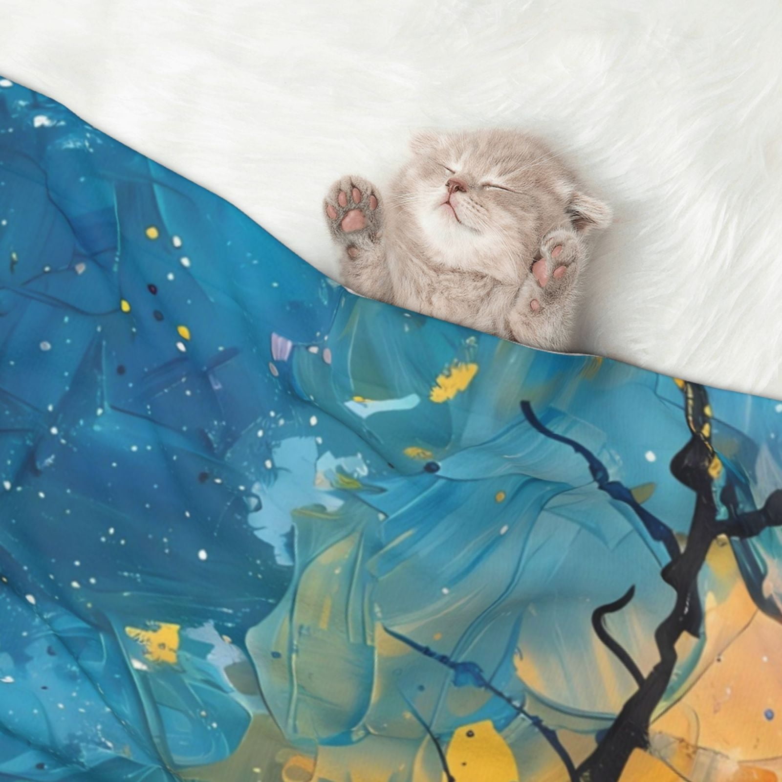 Naloa Abstract Night Sky Tree Dog Blanket, 3 Sizes Cat Blanket for Indoor Cats Large Medium Small Dog Gifts-Small
