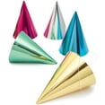 thumbnail image 1 of 50 Pack 5 Assorted Colors Foil Design Party Cone Hats for Kid Birthday Party, 1 of 4