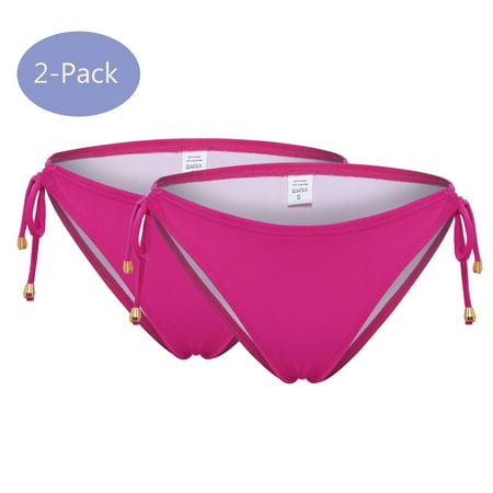 1-3 Pcs Women s Side Loop Hipster Bikini Swimsuit Bottom Smoothies Brasilia Solid Tie Side Cheeky Bikini