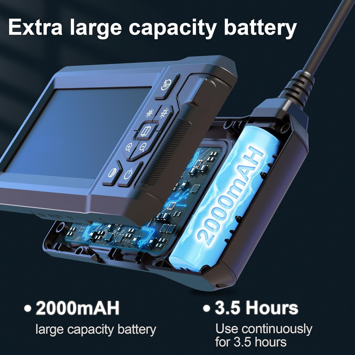 Binazon Endoscope Camera with Light, Borescope with 4.3" IPS Screen, 1920P HD, 8 LED Lights, 16.5FT Semi-Rigid Cord