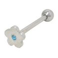 thumbnail image 2 of Flat Head Jeweled Flower Design Tongue Ring, 2 of 10