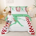 thumbnail image 2 of Erosebridal Mint Dripping Baseball Stitch & Hitter Silhouette Graphic Queen Comforter Set 3pcs, Baseball Graphic Bedding Comforter Set for Boys And Girls Kids,Lightweight Room Decor, 2 of 6