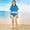 Blue, variant on Swimsuit for Kids Girls Short Sleeve Crop Top 2 Piece Bathing Suit with Chest Pad Girls Swim Suit 8-9 Years