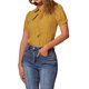 thumbnail image 4 of INSPIRAR CHIC Blusa de Chifón con Estampado Retro de Manga Corta y Cuello Peter Pan con Lazo XL Amarillo, 4 of 6