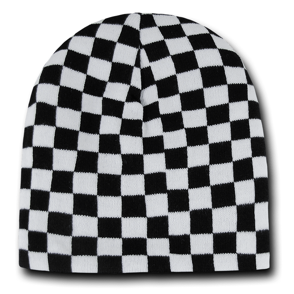 Decky Race Checkered Flag Reversible Beanies Ski Skull Caps Hats Winter