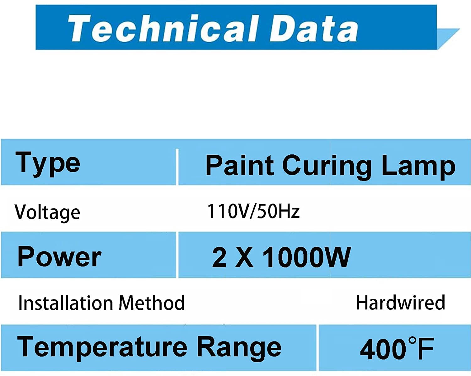 Miumaeov 1 Set Baking Infrared Paint Curing Lamp 2000W Heater Lamp 110V for Automotive Spray Booths Far Infrared Radiation Heating