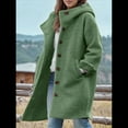 thumbnail image 5 of Women'S Winter Single-Breasted Long Hooded Casual Windbreaker Jacket Bean Green XXL, 5 of 6