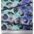 thumbnail image 3 of Soimoi Poly Georgette Fabric Direction Compass & Seashell Ocean Print Fabric by The Yard 52 Inch Wide, 3 of 3