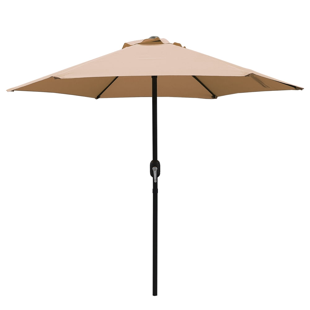 Abble 7.5ft Patio Umbrella with Crank Outdoor Market Umbrella with 6 Ribs for Garden Deck Backyard Pool, Tan