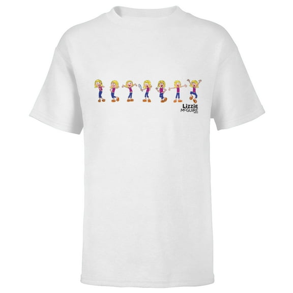 Disney Lizzie McGuire Animated Lizzie Multi-Pose - Short Sleeve T-Shirt for Kids -Customized-White