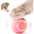 thumbnail image 1 of Pelota interactiva de juguete para gatos, pelota de juguete para mascotas con luz LED, rotación automática, inteligente para gatos en interiores, recargable por USB (rosa), 1 of 5