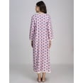 thumbnail image 4 of Moomaya Women's Cotton Maxi Nightdress | Printed A-Line Sleepwear | 3/4 Sleeve Round Neck Lounge Dress, 4 of 8