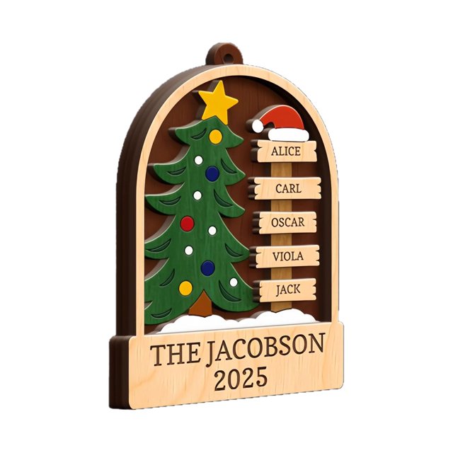 Adorno de Genealógico, Adorno Navideño, Placas de Madera con Nombre, 4 X 5,1 Pulgadas, Colgante 2025 para Fiestas en Casa, Pared, Festivales, Su