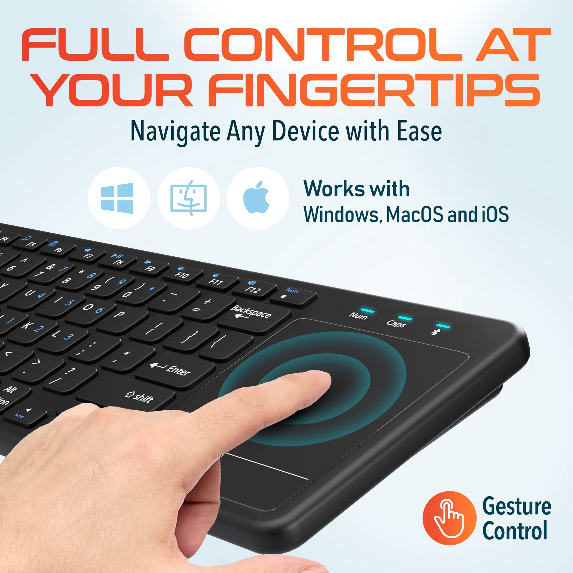 Delton N60 Computer Wireless Keyboard with Touchpad, Small Portable Computer Keyboard, Mini Bluetooth Keyboard With Built-in Touchpad For Laptop/pc/tablets/ and Phones - Black
