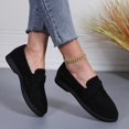 thumbnail image 6 of SCHUHLAND Women's Pleated Strap Faux Suede Loafers, Round Toe Low Heel Slip-On Casual Pumps, Black/Khaki, Summer, 6 of 14