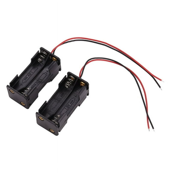 2pcs Black 2-Layers 4 x 1.5V AAA Battery Holder Case Box w Wire Leads2Xk16881
