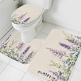 thumbnail image 3 of Purple Lavender Bath Mat 3 Piece Bathroom Rug Set, Botanical Blossom Motif Leaves Spring Non Slip Bath Rug Contour Mat and Toilet Lid Cover, Absorbent Shower Mats Soft Bath Rugs and Mats Sets, 3 of 8