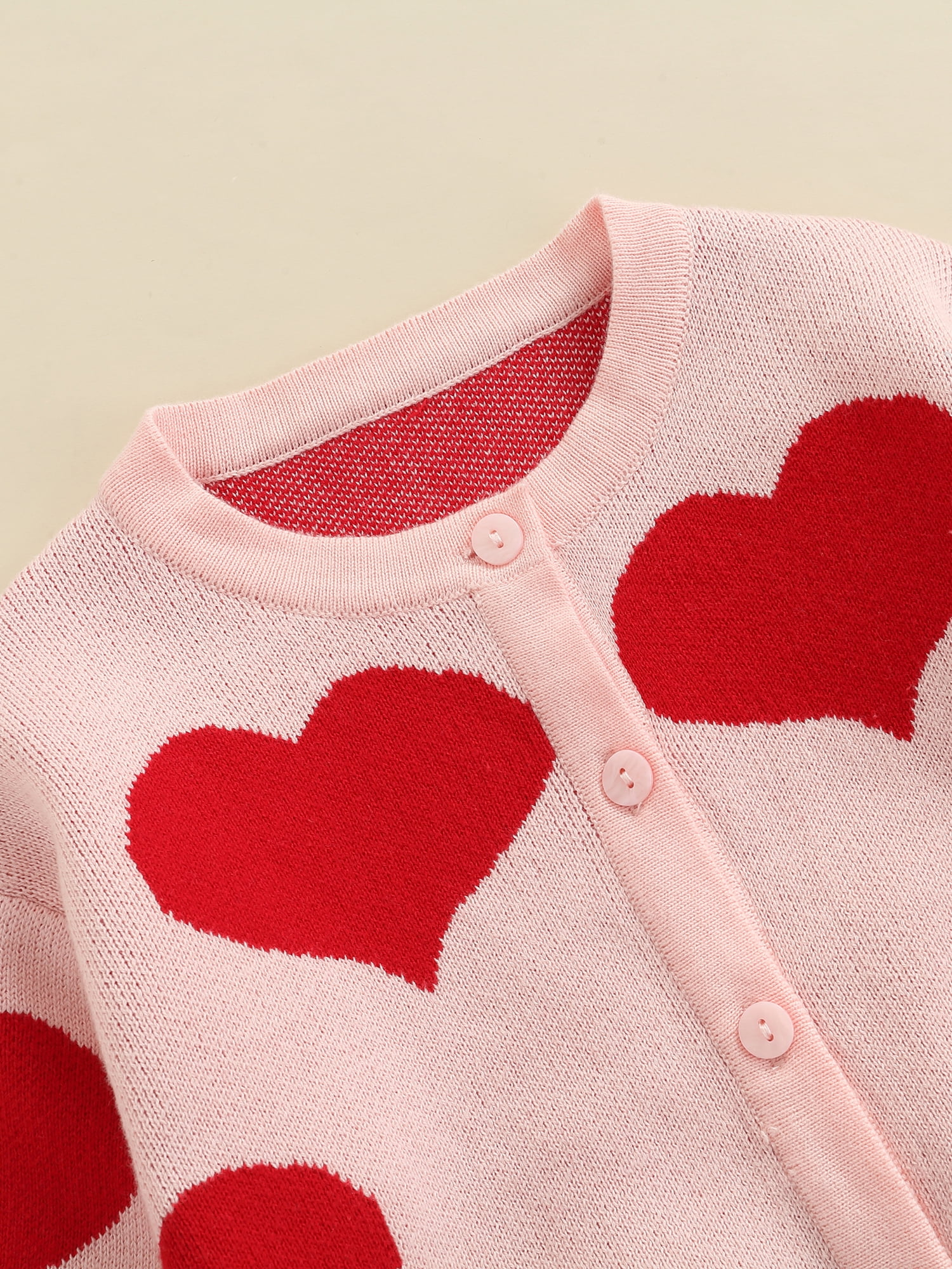 2pcs Baby Love Heart Pattern Knitted Long-sleeve Cardigan and Solid Dress Set