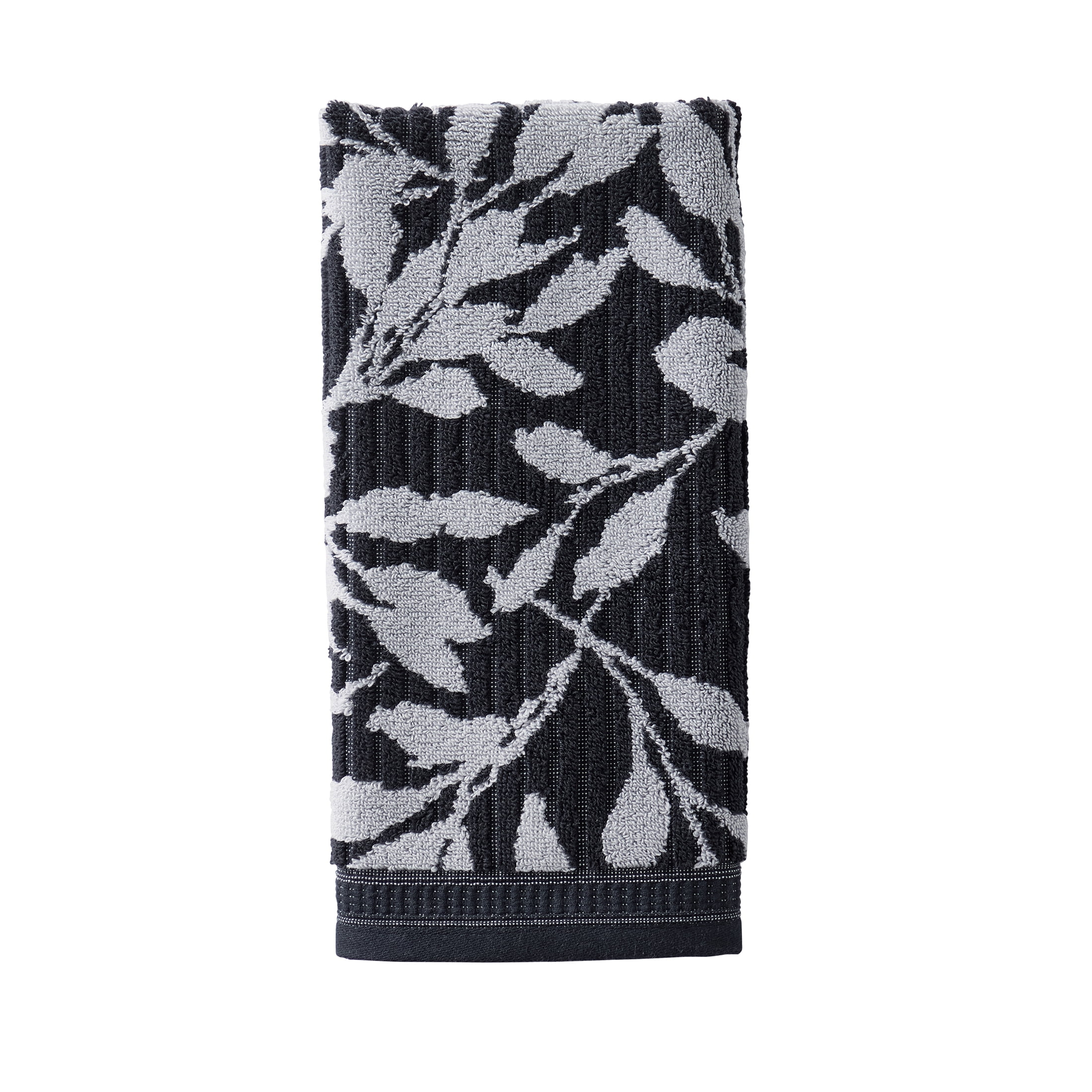 Better Homes & Gardens Signature Soft Floral 6 Piece Towel Set,Rich Black/Soft Silver