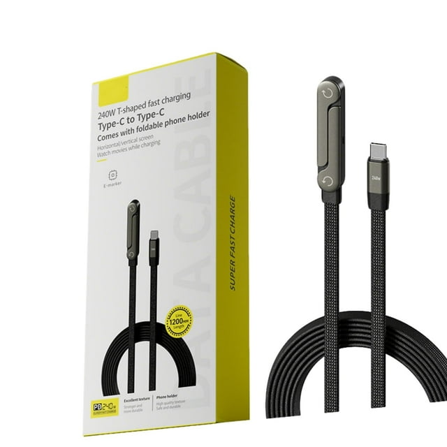 Cable USB de carga rápida 2 en 1 con soporte ajustable para el teléfono, manos libres, para cargar dispositivos en el escritorio, la mesita de noche o la cocina