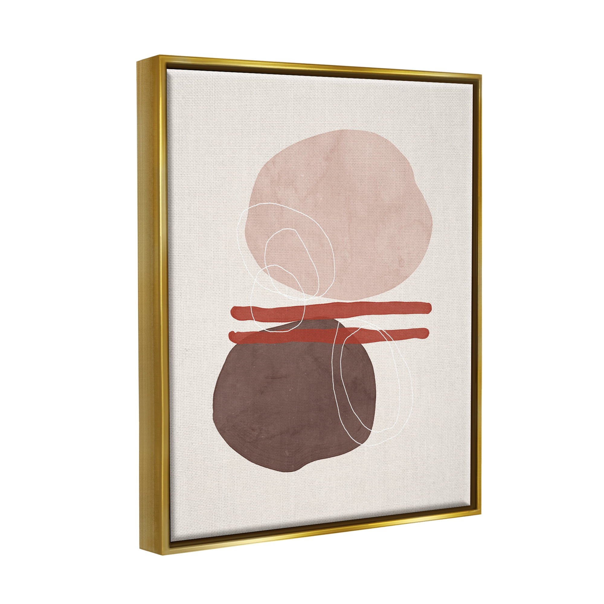 Stupell Abstract Round Shapes Contemporary Abstract Painting Gold Floater Framed Art Print Wall Art