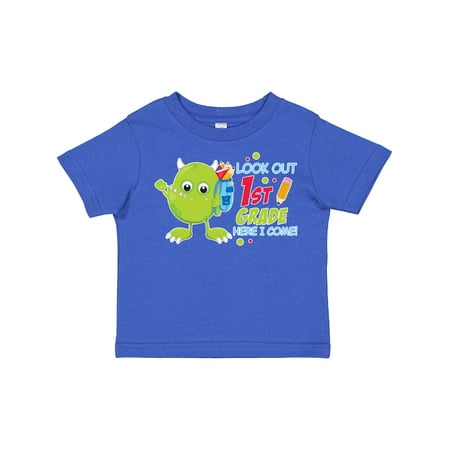

Inktastic Look out 1st Grade Here I Come with Cute Green Monster Gift Toddler Boy or Toddler Girl T-Shirt