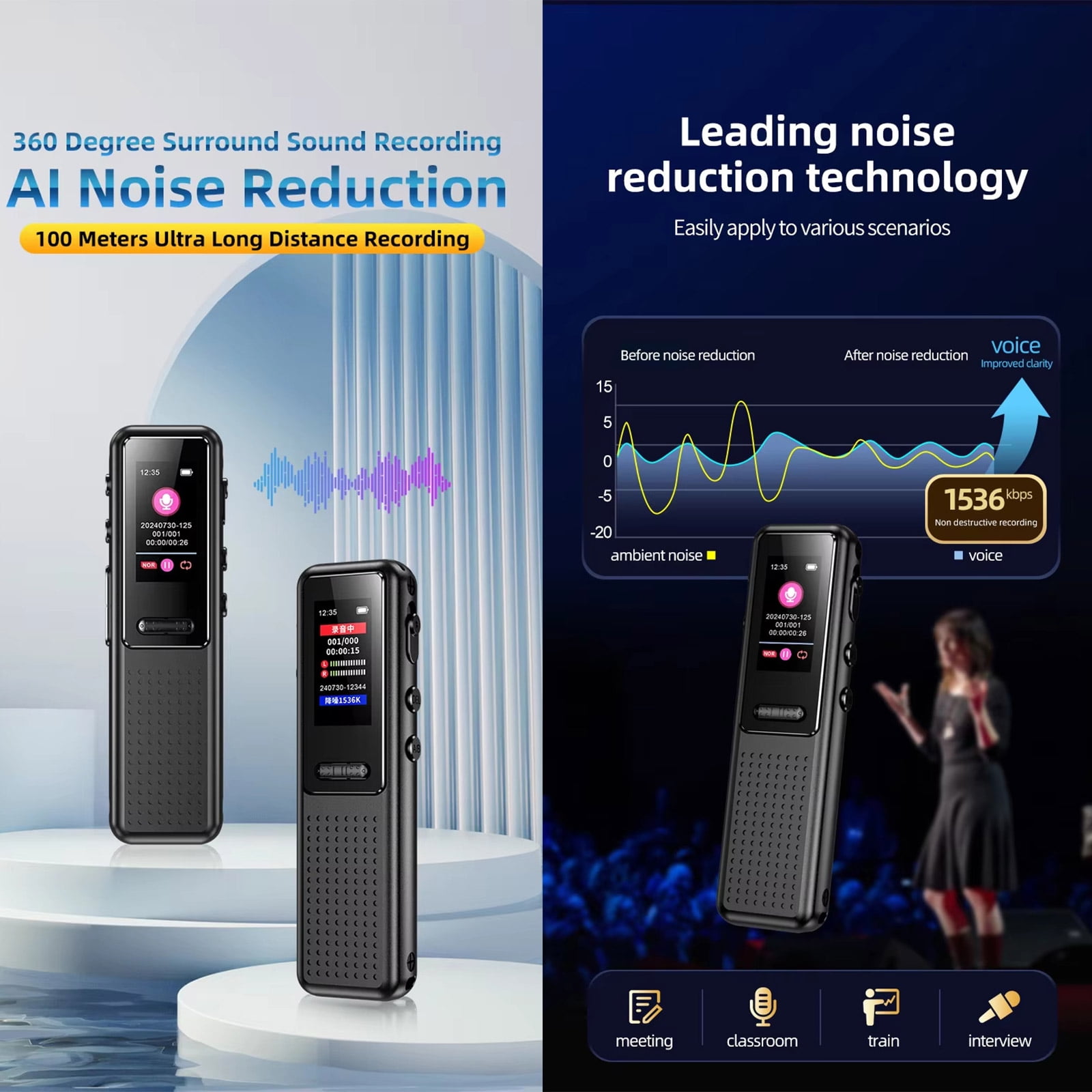 ZD39 Digital Voice Recorder 32G/64GB Large Capacity For Lectures And Meetings With Playback And USB Charging
