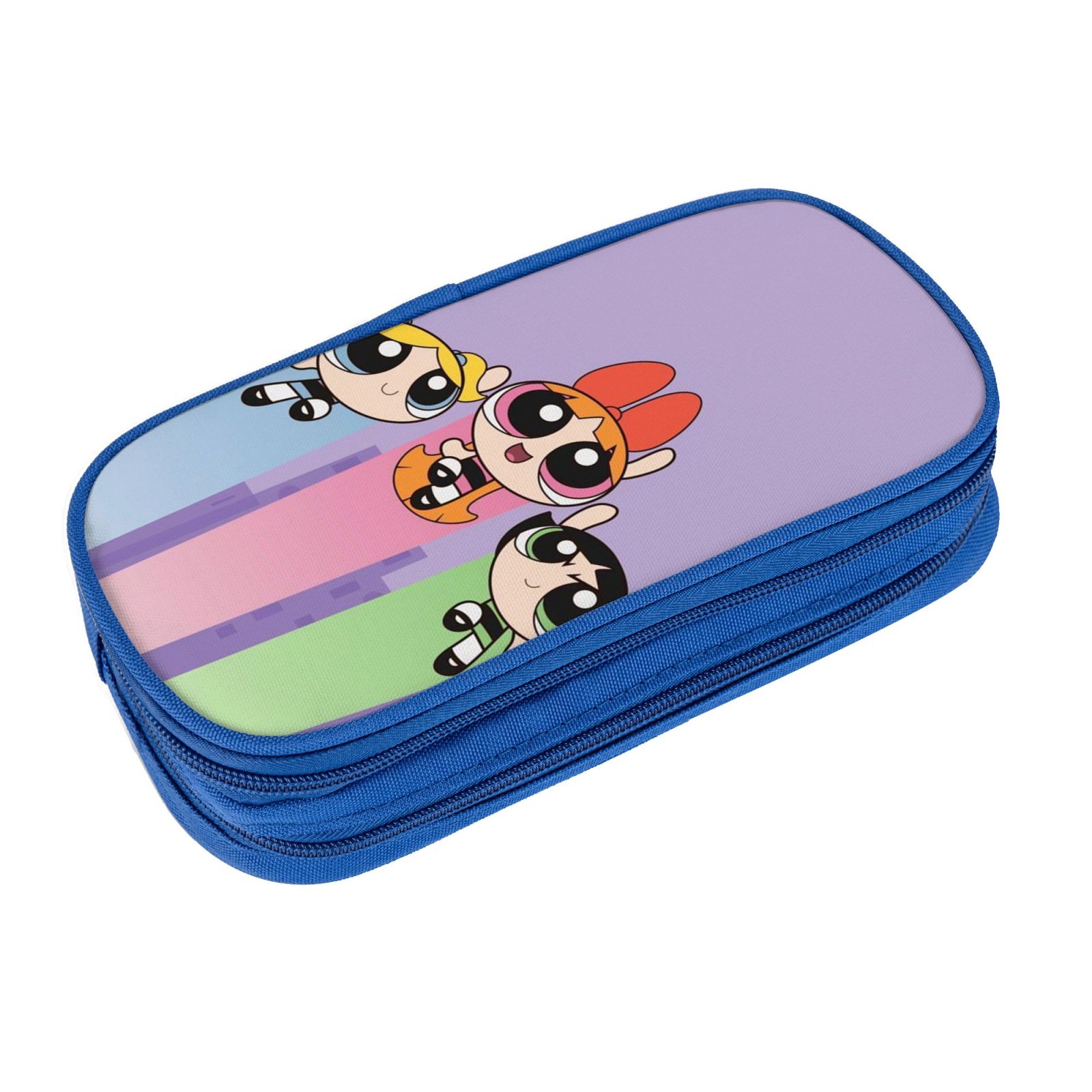 The Powerpuff Gi-rls Pencil Case Large Capacity Pencil Pouch Pen Bag Office Stationery Organizer Travel Makeup Bag Blue