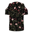 thumbnail image 6 of Feancey Cute Floral Tops for Women Short Sleeve V Neck Cold Shoulder T Shirts Summer Boho Print Loose Blouse Soft Casual Holiday Tee Shirt Multicolor M, 6 of 7