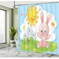 thumbnail image 5 of Ambesonne Cartoon Shower Curtain, Rabbit in Garden, 69"Wx84"L, Multicolor, 5 of 5
