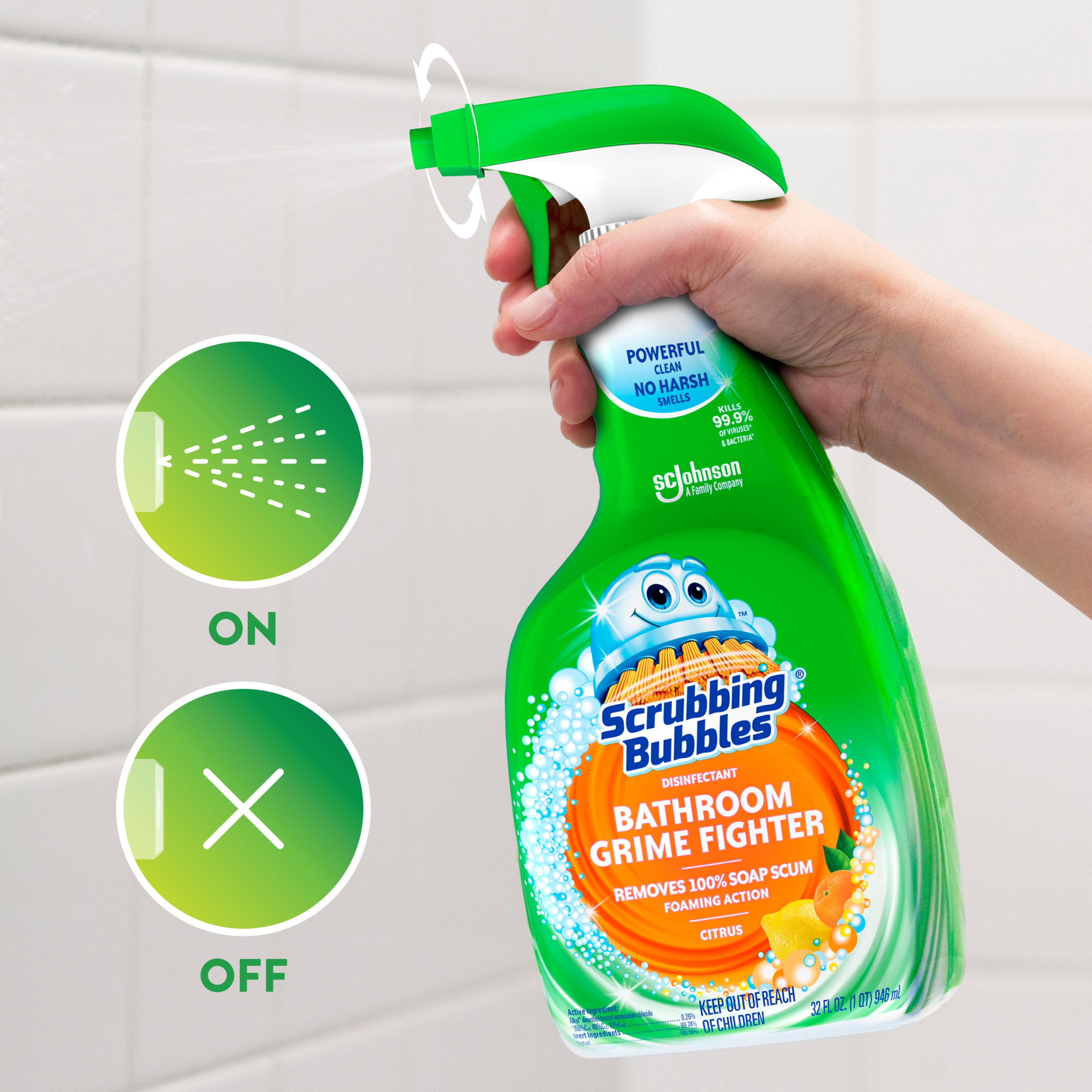 Scrubbing Bubbles Disinfectant Bathroom Grime Fighter Spray, Citrus, 32 fl oz - image 4 of 13