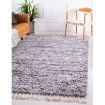 Rugs.com Athena Shag Collection Rug – 4' x 6' Gray Shag Rug Perfect For Entryways, Kitchens, Breakfast Nooks, Accent Pieces