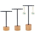 thumbnail image 6 of 3 Pcs Black Metal T Bar Earring Display Stand with Wooden Square Base 4 Holes Earrings T Stand Hanging Earring Organizer for Store Retail Photography Props（4.7 & 5.5 & 6.3 inch Height）, 6 of 9